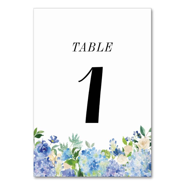 Carte de numéro de table Blue Hydrangea - Table On (Par défaut)