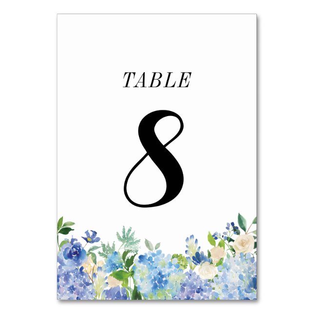 Carte de numéro de table Blue Hydrangea - Tableau  (Par défaut)