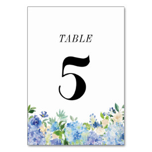 Carte de numéro de table Blue Hydrangea - Tableau