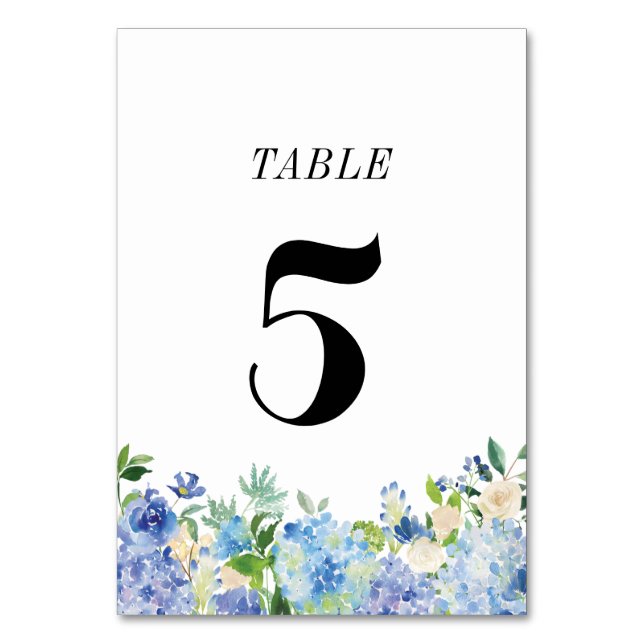 Carte de numéro de table Blue Hydrangea - Tableau  (Par défaut)