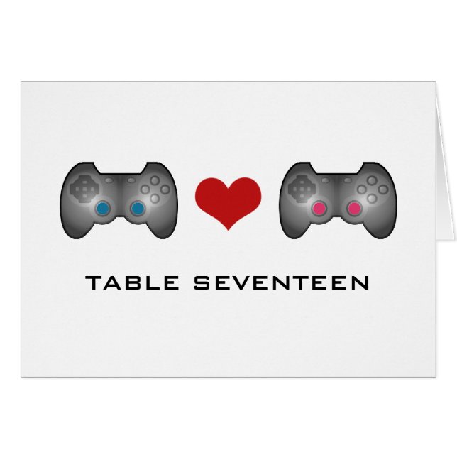 Carte de numéro de table Blue Pink Cute Gamer (Devant horizontal)
