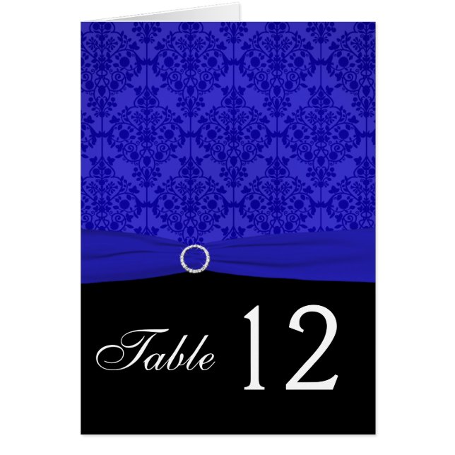 Carte de numéro de table Cobalt Blue and Black Dam (Devant)
