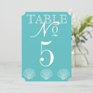 Carte de numéro de table Coquillage de mariage sur