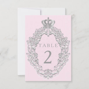 Carte de numéro de table Couronne de princesse de