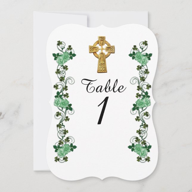 Carte de numéro de table Croix celtique irlandaise (Devant)