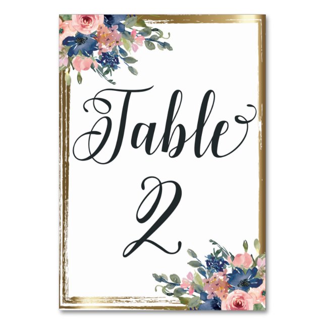 Carte de numéro de table de calligraphie florale à (Par défaut)