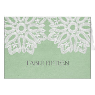 Carte de numéro de table de dentelle verte à la me