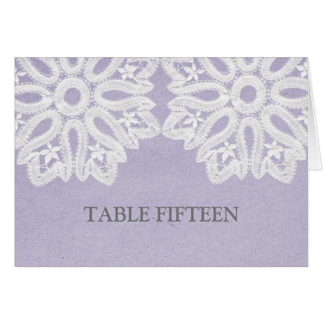 Carte de numéro de table de dentelle violette élég (Devant horizontal)