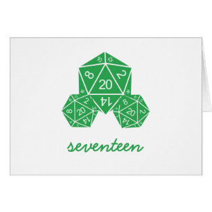 Carte de numéro de table de dés D20 vert