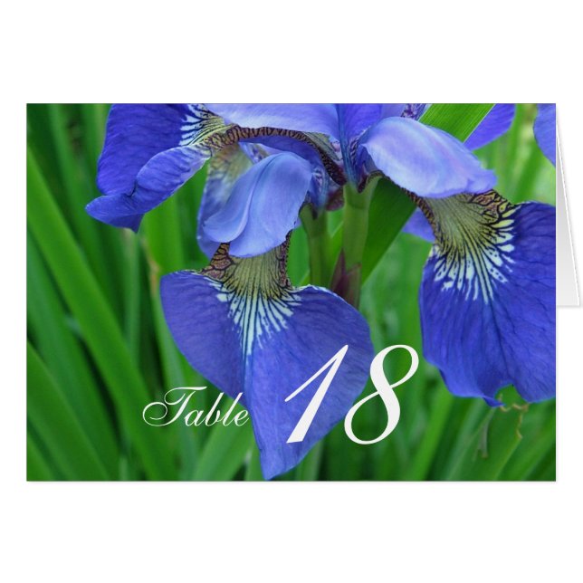 Carte de numéro de table de dîner de fleur d'iris  (Devant horizontal)