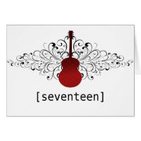 Carte de numéro de table de guitare Red Swirls