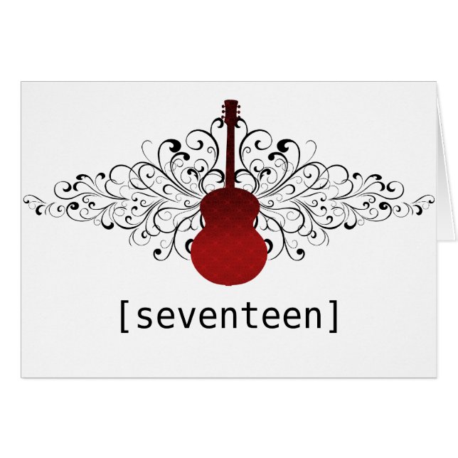 Carte de numéro de table de guitare Red Swirls (Devant horizontal)