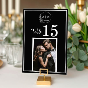 Carte de numéro de table de mariage avec photo et