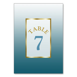 Carte de numéro de table de Mariage bleu ardoise