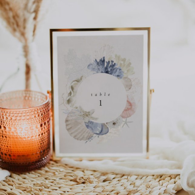 Carte de numéro de table de mariage de la plage de (Créateur téléchargé)