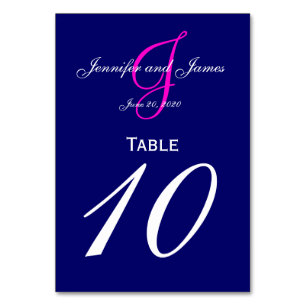 Carte de numéro de table de Mariage de Monogramme