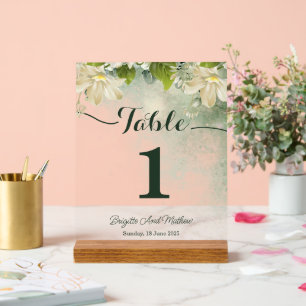 Carte de numéro de table de mariage écologique
