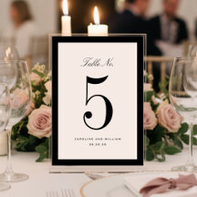 Carte de numéro de table de mariage élégance class
