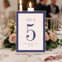 Carte de numéro de table de mariage élégance class