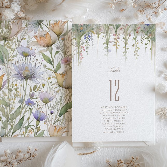Carte de numéro de table de Mariage fleur sauvage (Créateur téléchargé)
