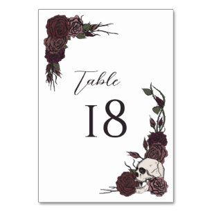 Carte de numéro de table de mariage gothique blanc