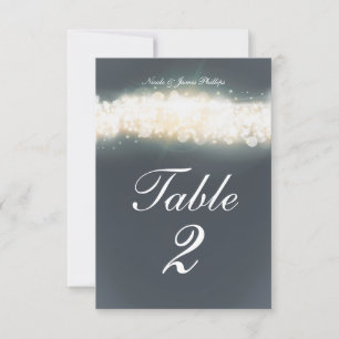Carte de numéro de table de mariage Grey Sparkle L