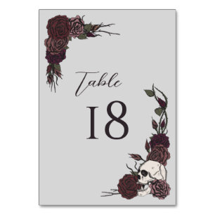 Carte de numéro de table de mariage gris clair flo
