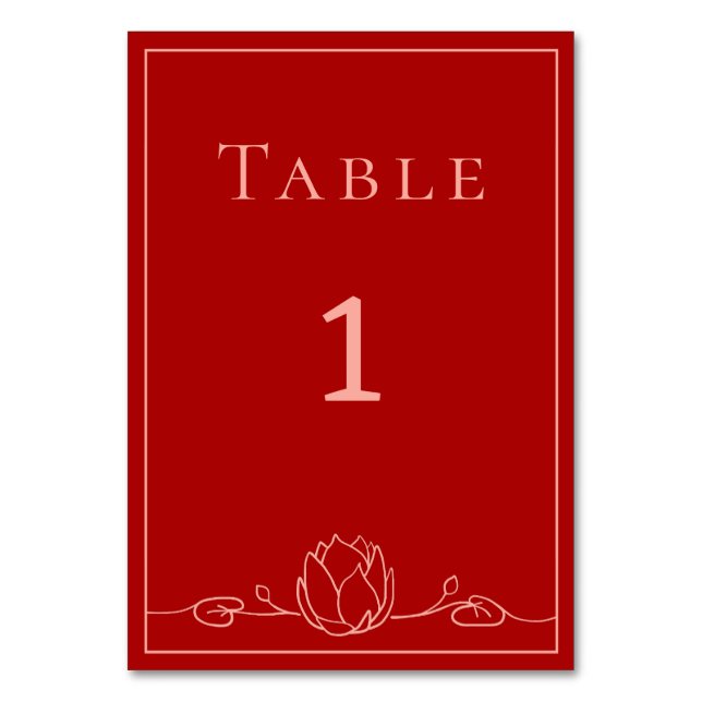 Carte de numéro de table de Mariage Lotus personna (Par défaut)