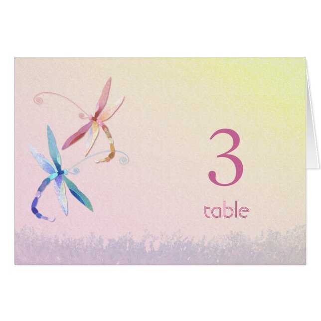 Carte de numéro de table de Mariage Love Dragonfli (Devant Horizontal)