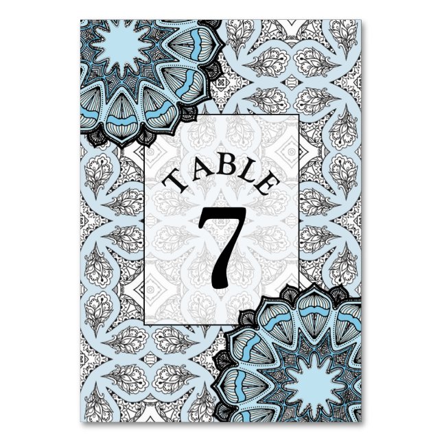 Carte de numéro de table de mariage Mandala noir e (Par défaut)