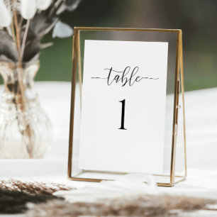 Carte de numéro de table de Mariage minimaliste