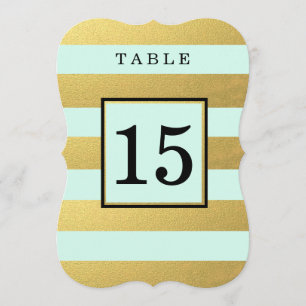 CARTE DE NUMÉRO DE TABLE DE MARIAGE MINT OR CHIC