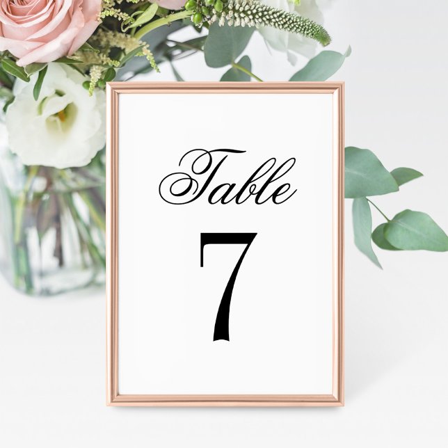 Carte de numéro de table de mariage noir blanc cla (Créateur téléchargé)