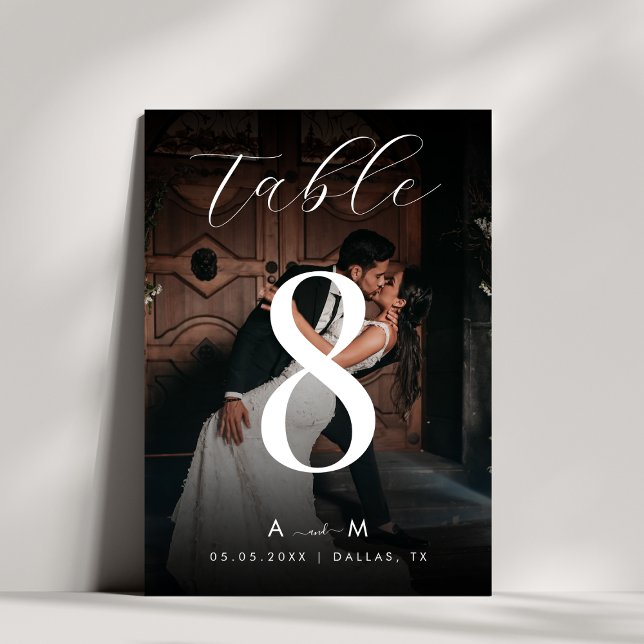 Carte de numéro de table de mariage noir Photo déc (Créateur téléchargé)