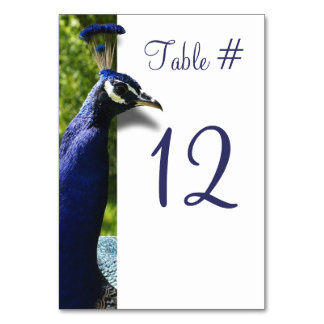 Carte de numéro de table de Mariage Peacock élégan