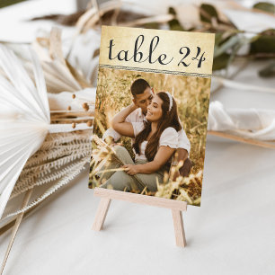 Carte de numéro de table de mariage photo rustique