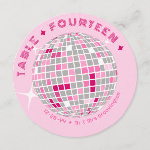 Carte de numéro de table de Mariage rond Disco Bal
