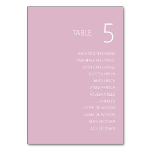 Carte de numéro de table de Mariage rose pâle