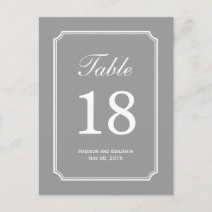 Carte de numéro de table de Mariage simple à chois