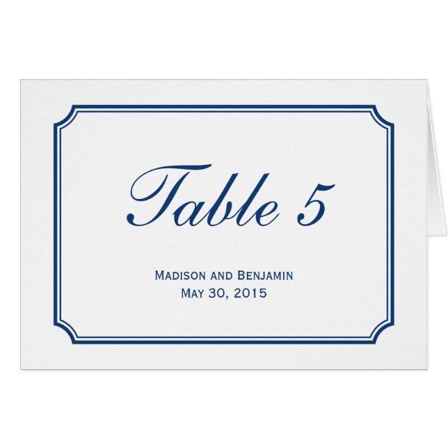 Carte de numéro de table de Mariage tout simple (Devant Horizontal)