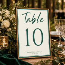 Carte de numéro de table de mariage vert forêt pro