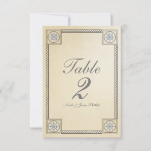 Carte de numéro de table de mariage vintage plage 
