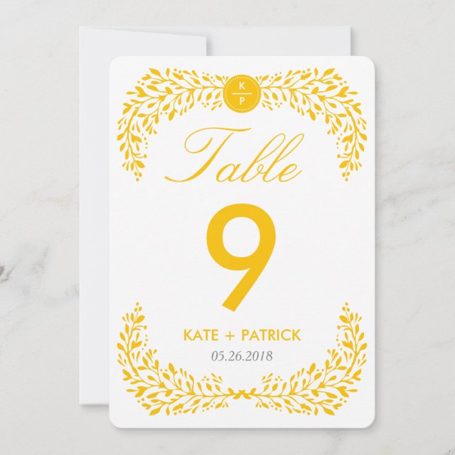 Carte de numéro de table double face Blissful Laur (Devant)
