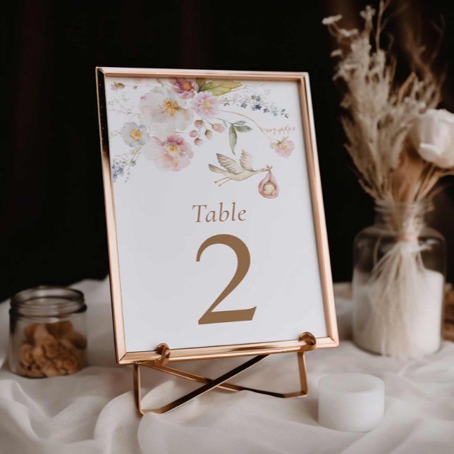 Carte de numéro de table du Baby shower fleur sauv (Wildflower Baby Shower Table Number)