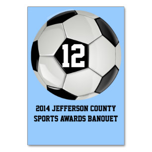 Carte de numéro de table du banquet de football pe