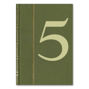 Carte de numéro de table du livre vert vintage