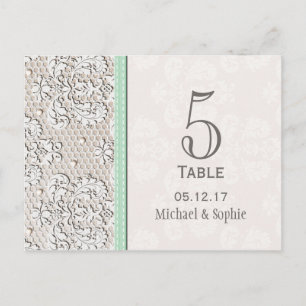 Carte de numéro de table du Mariage de dentelle Vi