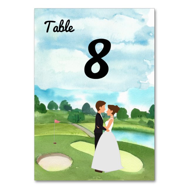Carte de numéro de table du Mariage de golf Bride  (Par défaut)