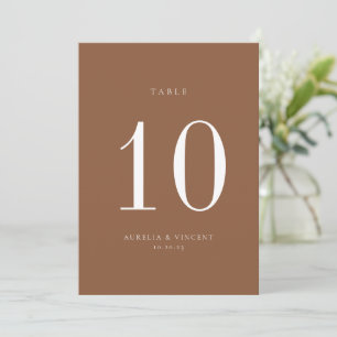 Carte de numéro de table du Mariage de rouille ter