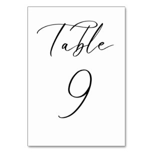 Carte de numéro de table du Mariage de script mini